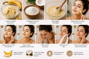 Herbal Face Pack for Glowing Skin with Banana and Coconut Milk