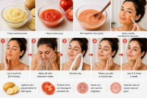 Herbal Face Pack for Glowing Skin with Potato and Tomato