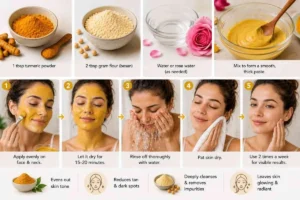 Herbal Face Pack for Glowing Skin with Turmeric and Gram Flour